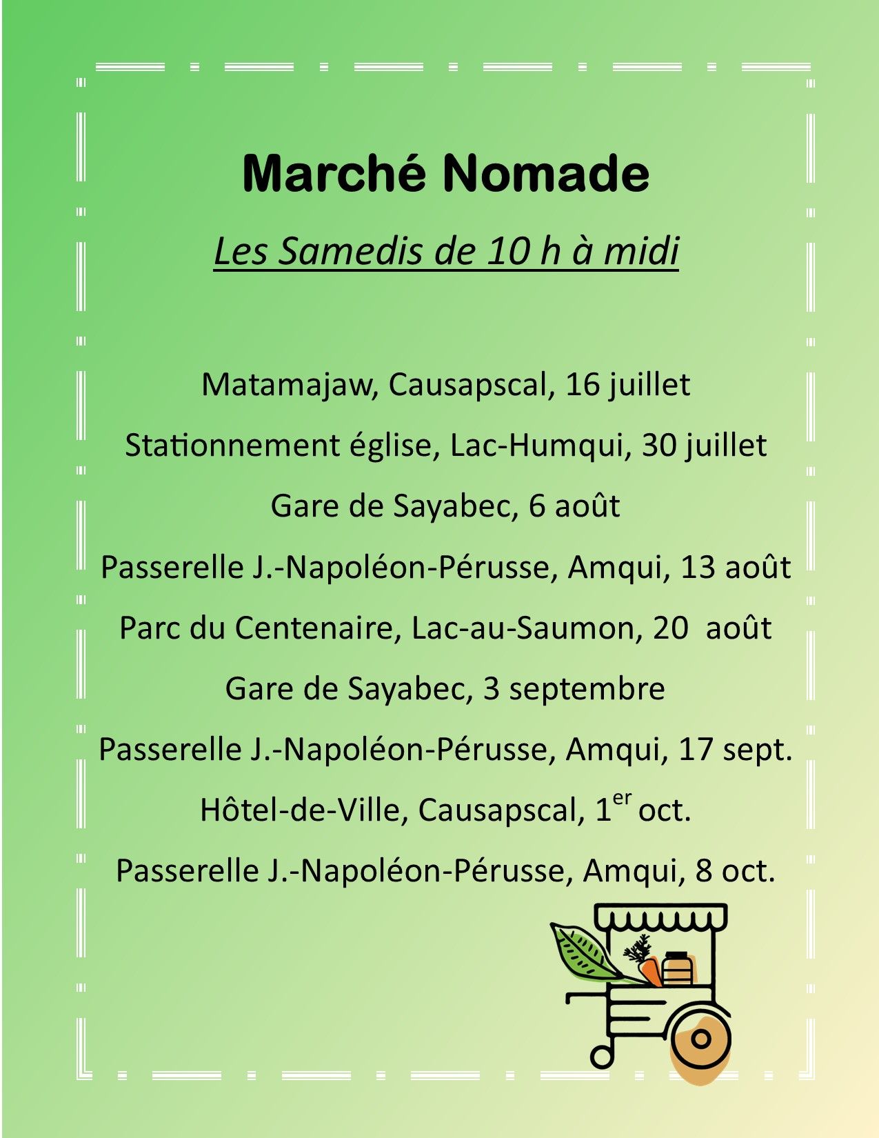 Marché Nomade à SaintZénonduLacHumqui La Matapédia